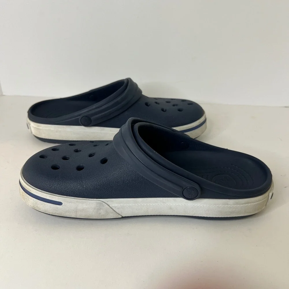 Crocs Crocband Navy Blue White Mens 7 Womens 9 Sporty‎ Clog Sandals 11016